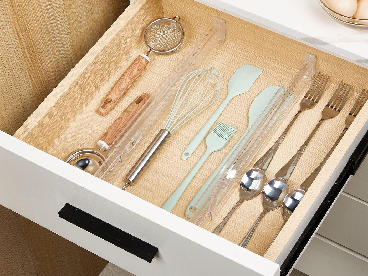 8Pcs Adjustable Plastic Drawer Dividers Expandable Drawer Organizer Separators