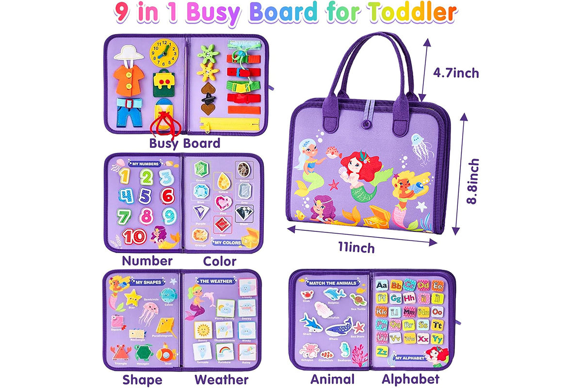 Montessori Busy Board Backpack Sensory Learning Portable Educational Activity Toy for Kids