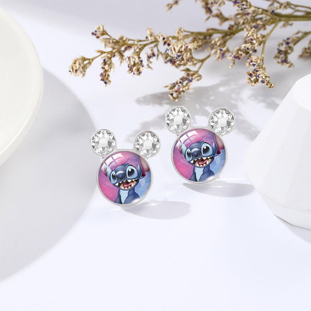 2 Pairs Stitch & Lilo Inspired Faux Crystal Earrings