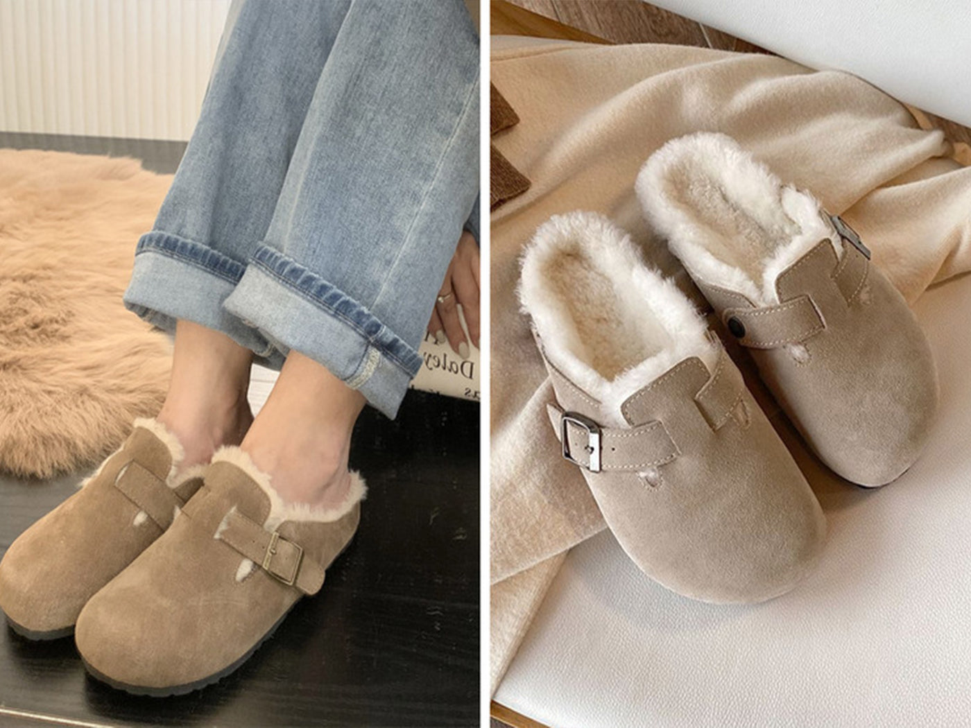 Faux Fur Shearling Birkenstock Inspired Mules