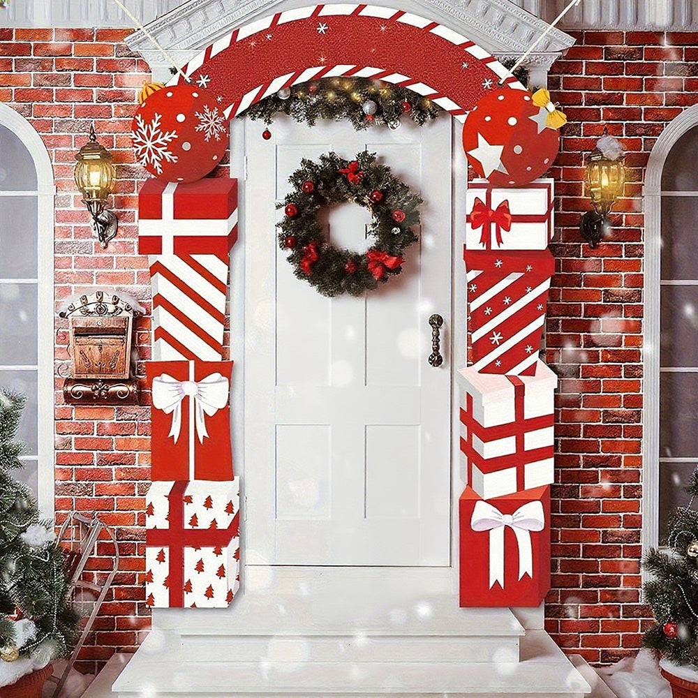Merry Christmas Hanging Banner Porch Sign Xmas Banner Christmas Door Cover