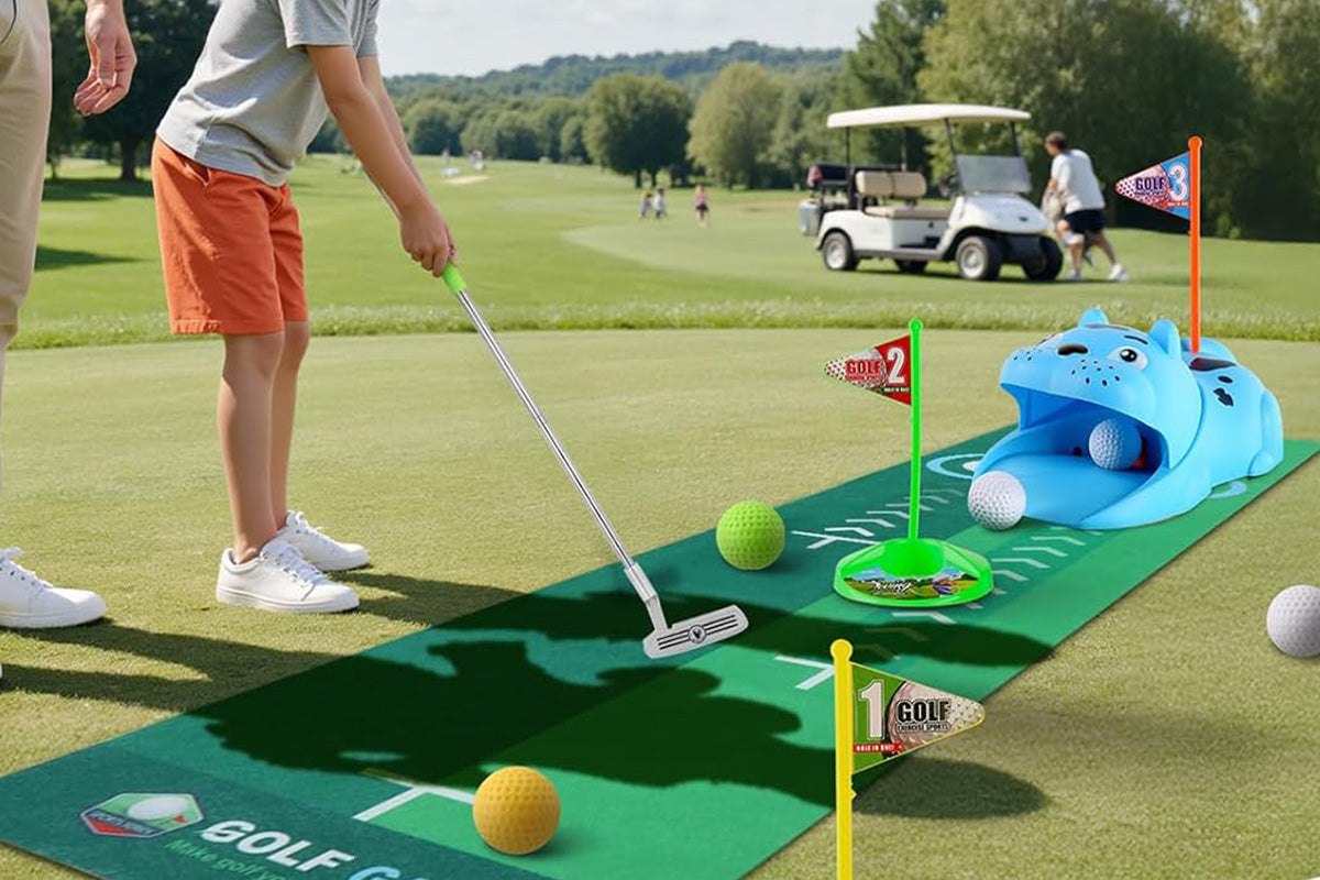 Kids Golf Set Indoor Outdoor Automatic Ball Return Golf Game for Family