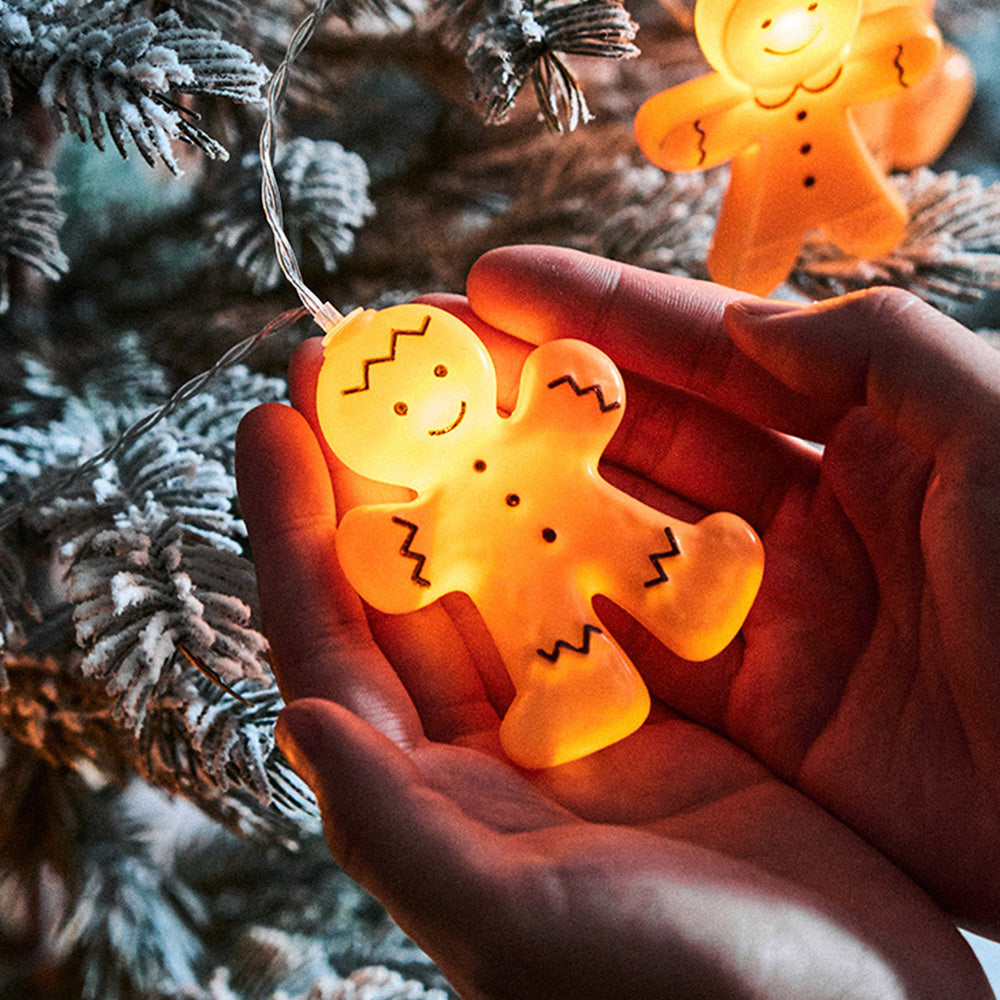 Christmas Decoration Gingerbread Men Cookies String Lights Battery Operated