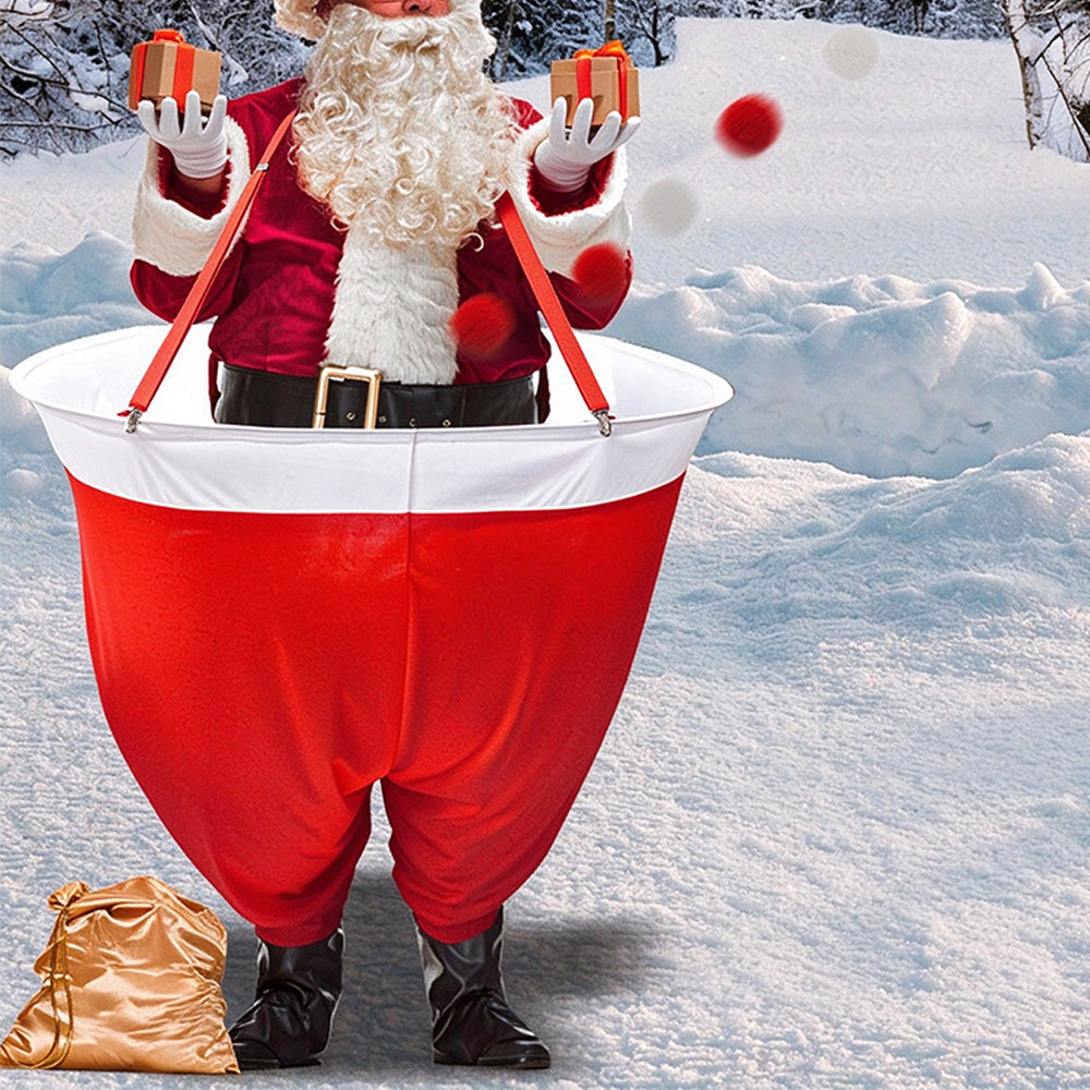 Christmas Santa Pants Toss Yard Game for Adults with 20 Plush Balls and Hat