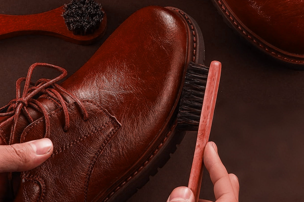 4Pcs Horsehair Shoe Brush Set Leather Cleaning Polishing Kit