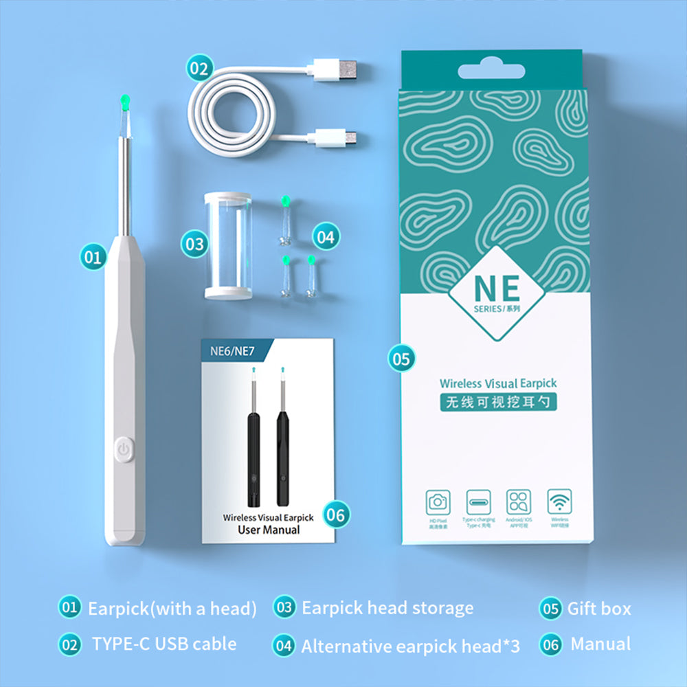 WIFI Connection Ear Wax Removal Tool Ear Set Camera Wireless Ear Endoscope Spoon