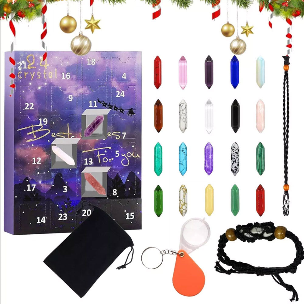 2 Sets 24 DAYS Christmas Advent Countdown Calendar Rhinestone And Healing Stones Blind Box