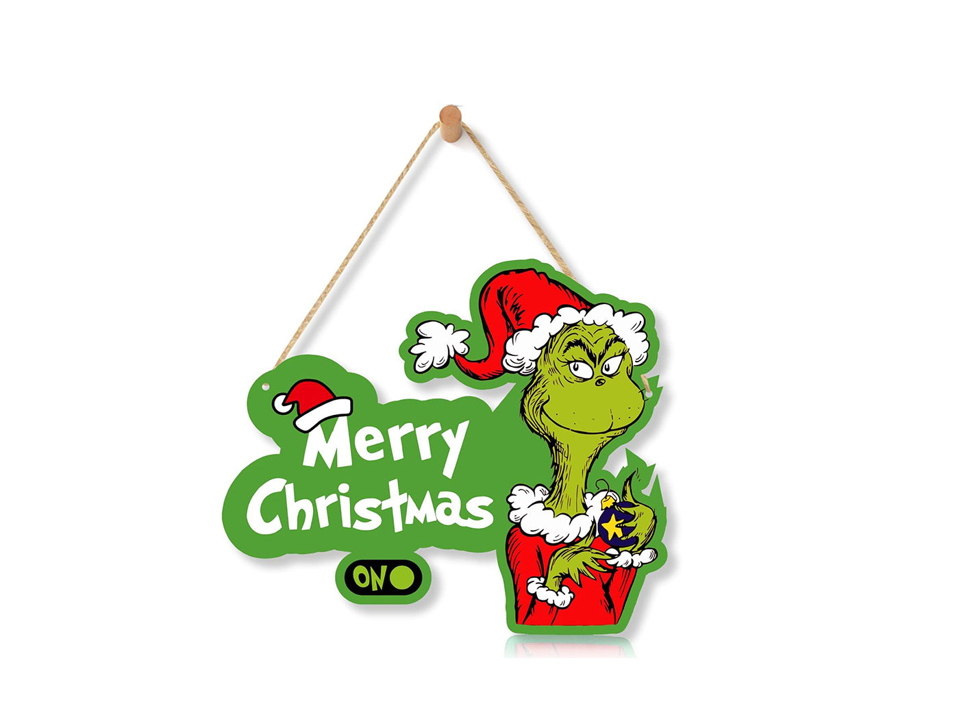 Grinch Inspired Xmas Wooden Door Sign Hanging Decoration