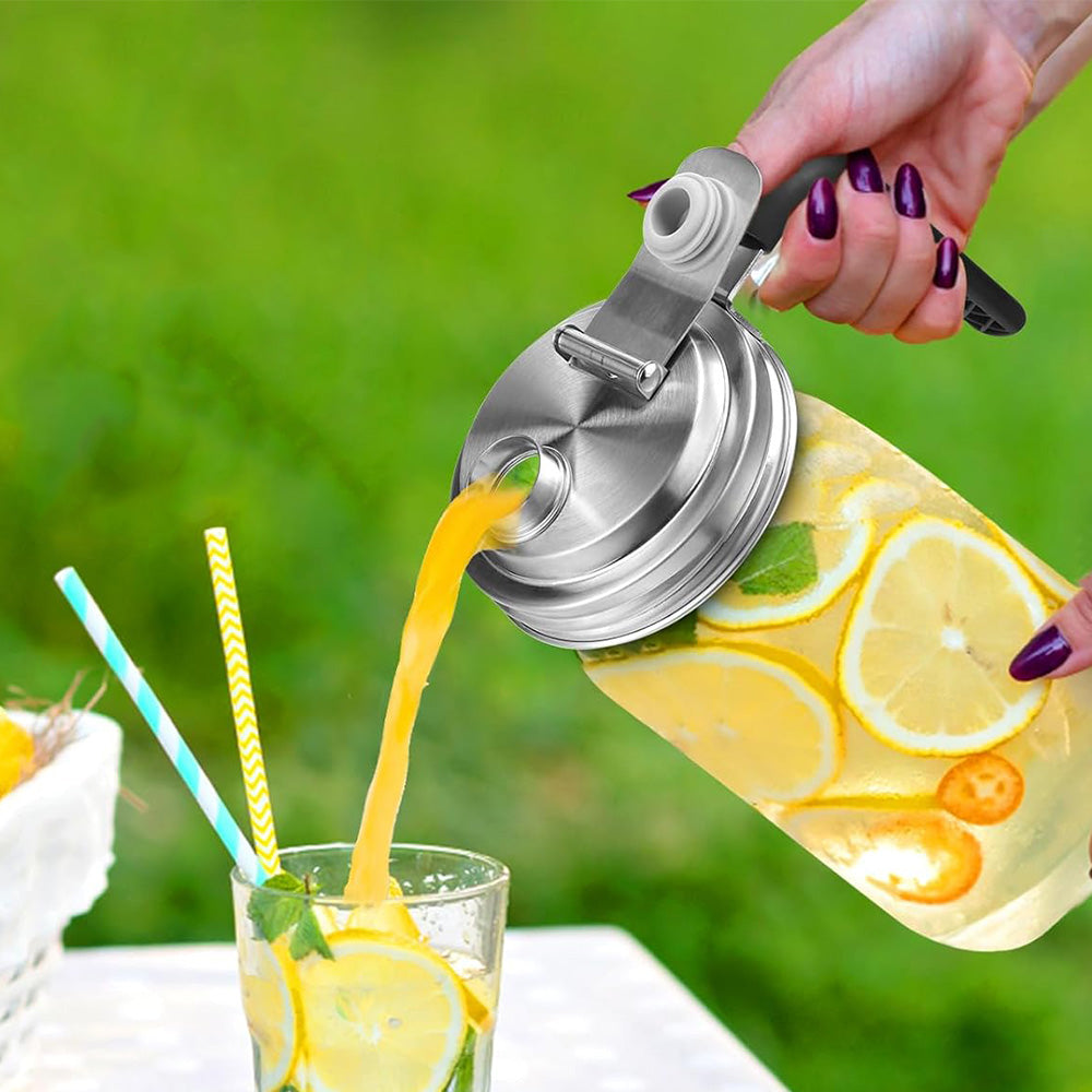 Stainless Steel Mason Jar Lid Handle Pour Spout Replacement Cap
