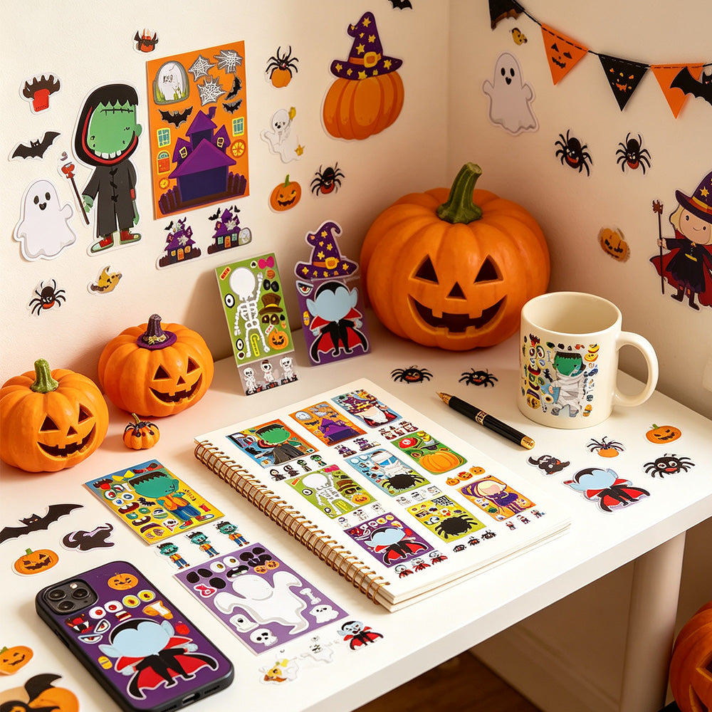24 Pack Halloween Stickers in 12 Designs for Party Games and Favors