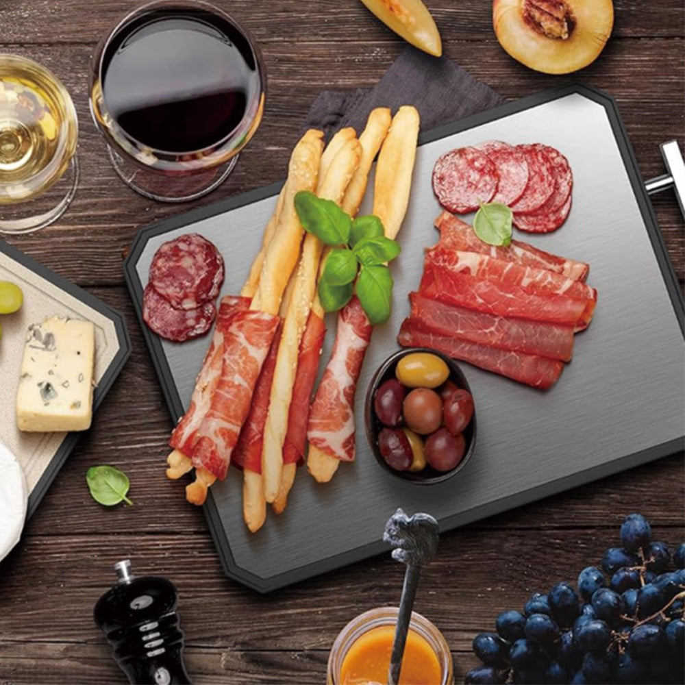42x28cm Double Sided Titanium Alloy and Wheat Straw PP Cutting Board
