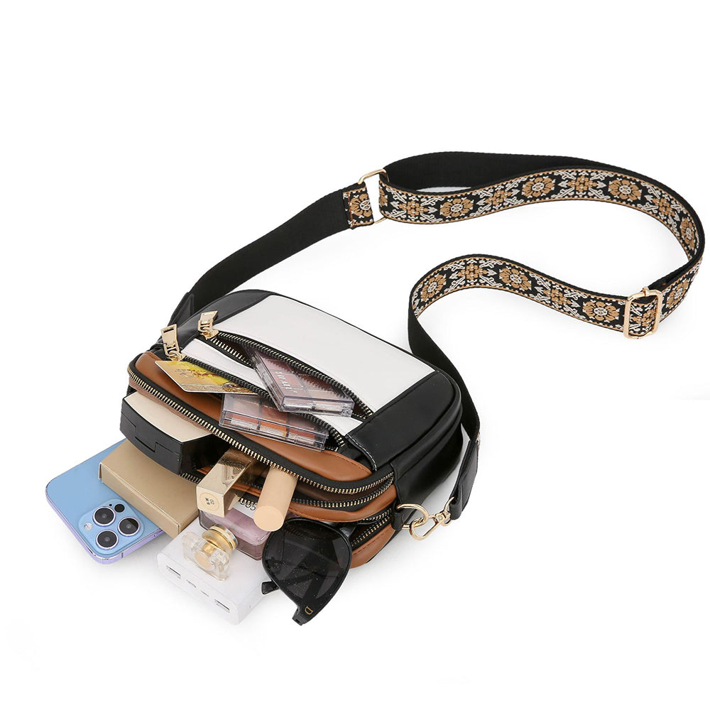 Women Shoulder Bag Cross Body Messenger Handbag with Wide Strap