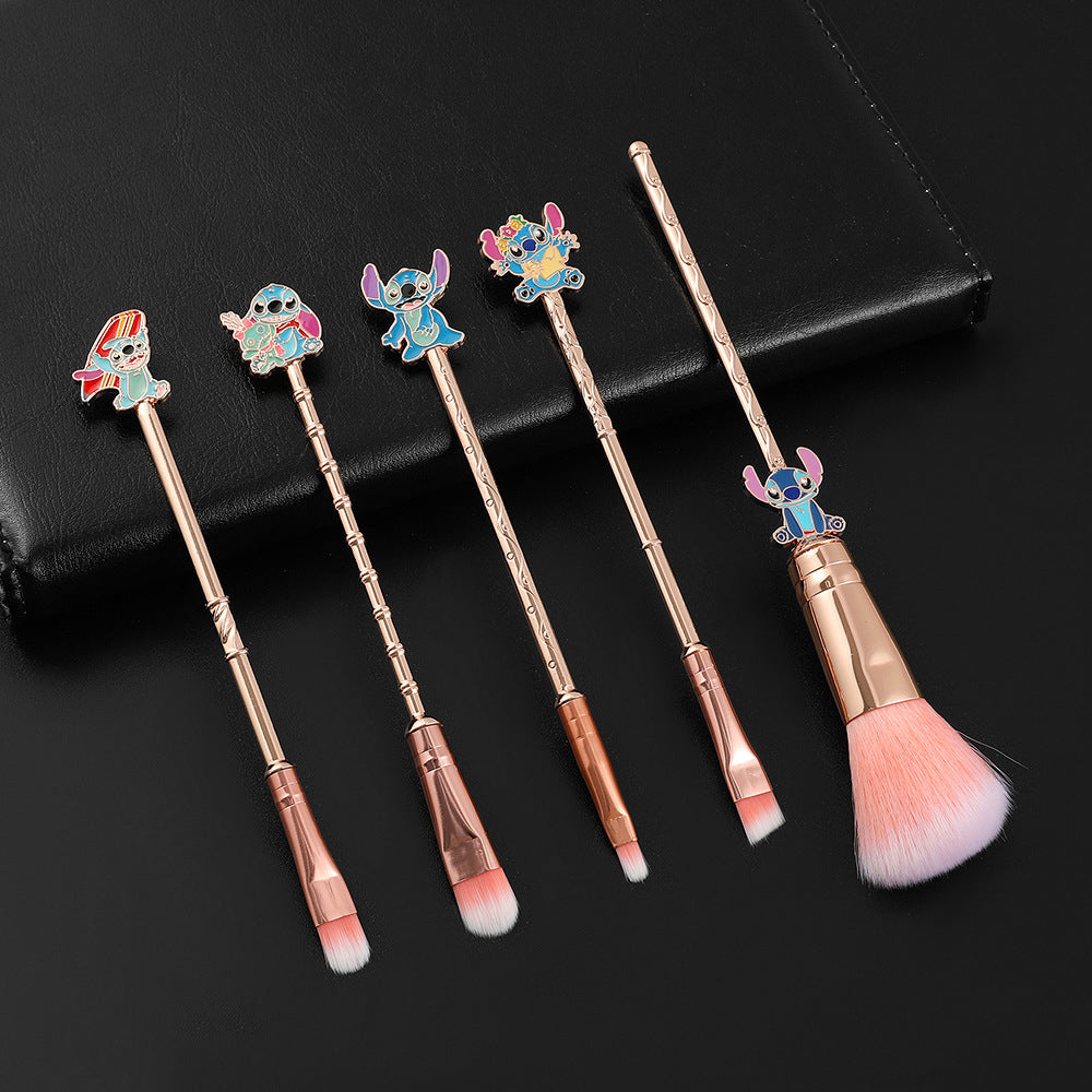 Stitch Inspired 5Pcs Makeup Brushes Set with Drawstring Bag