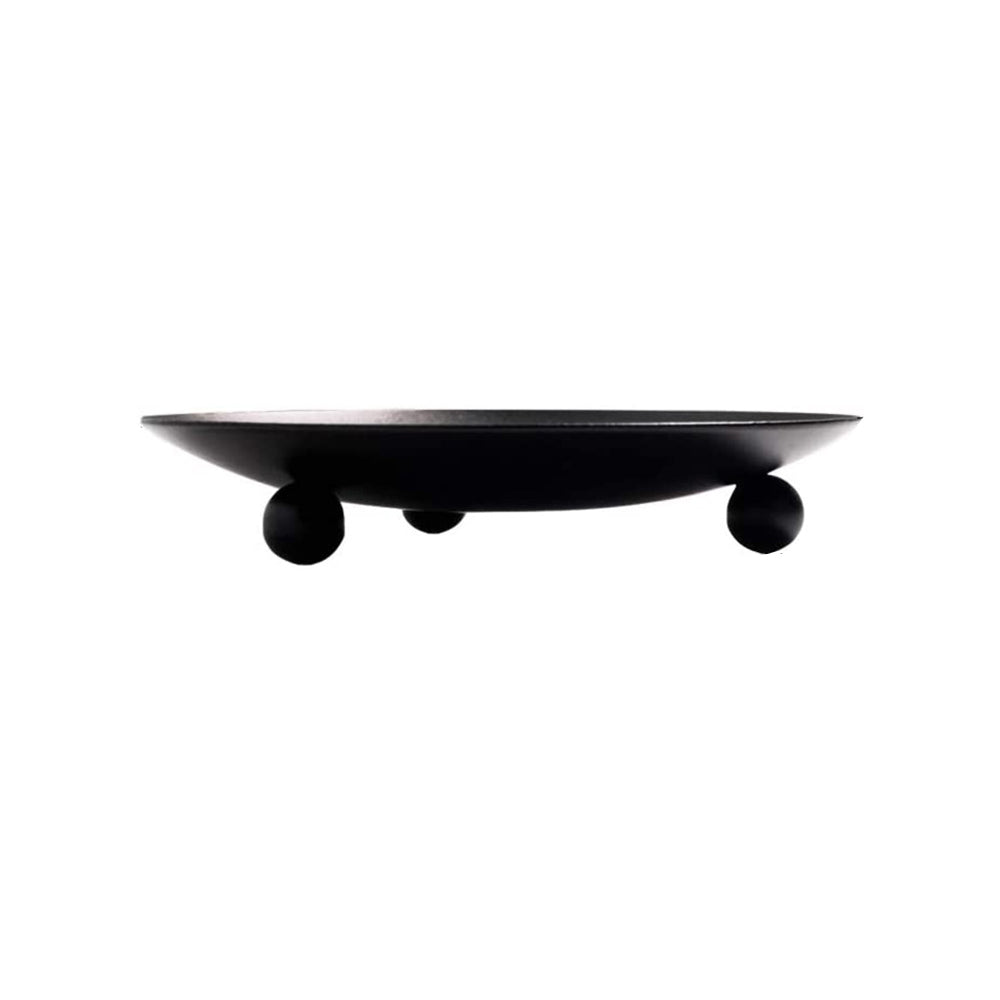 2Pcs Black Iron Plate Candle Holder Decorative Iron Pillar Candle Plate