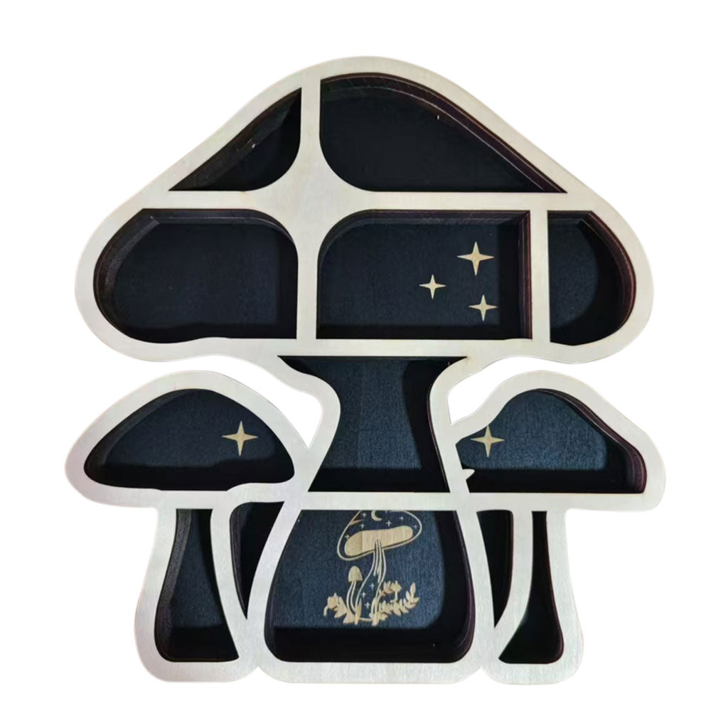 Wooden Shelf Halloween Crystal Display Shelf Decor-Mushroom