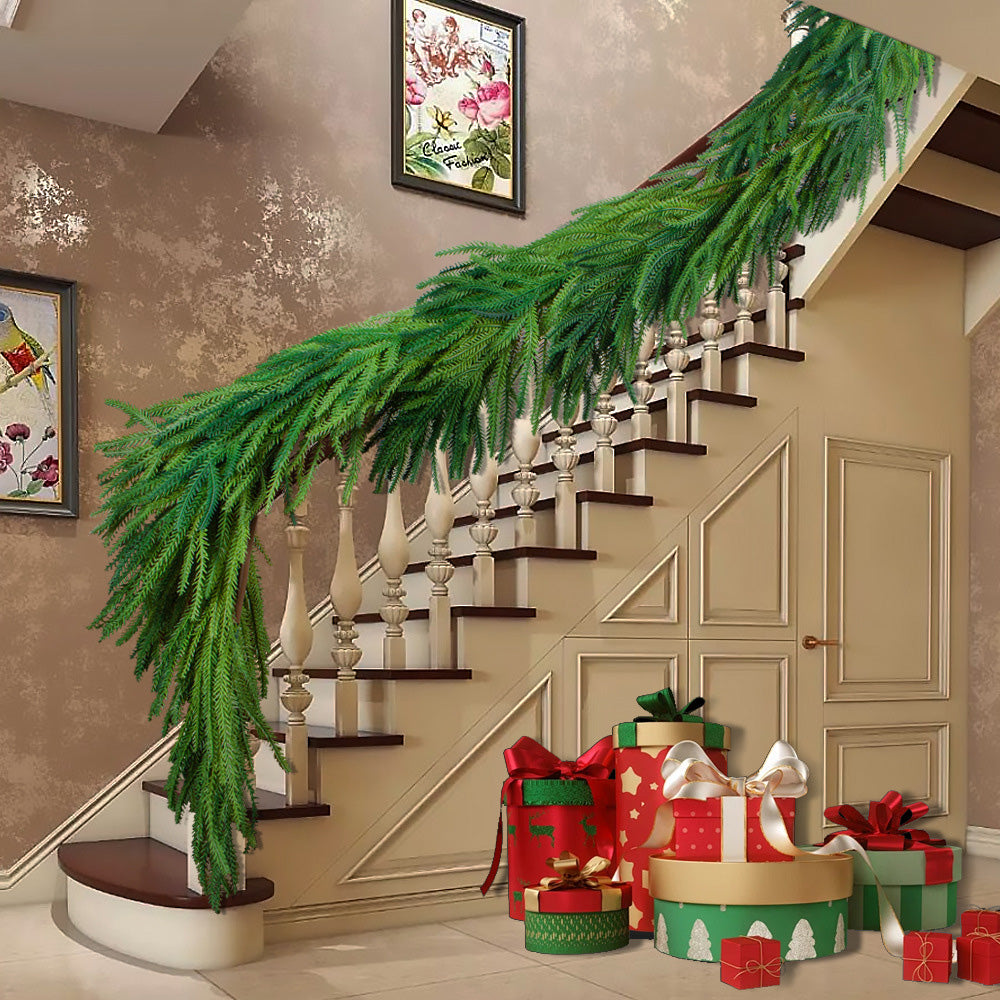 Christmas Faux Pine Garland Rattan Greenery Garland for Home Fireplace Decor