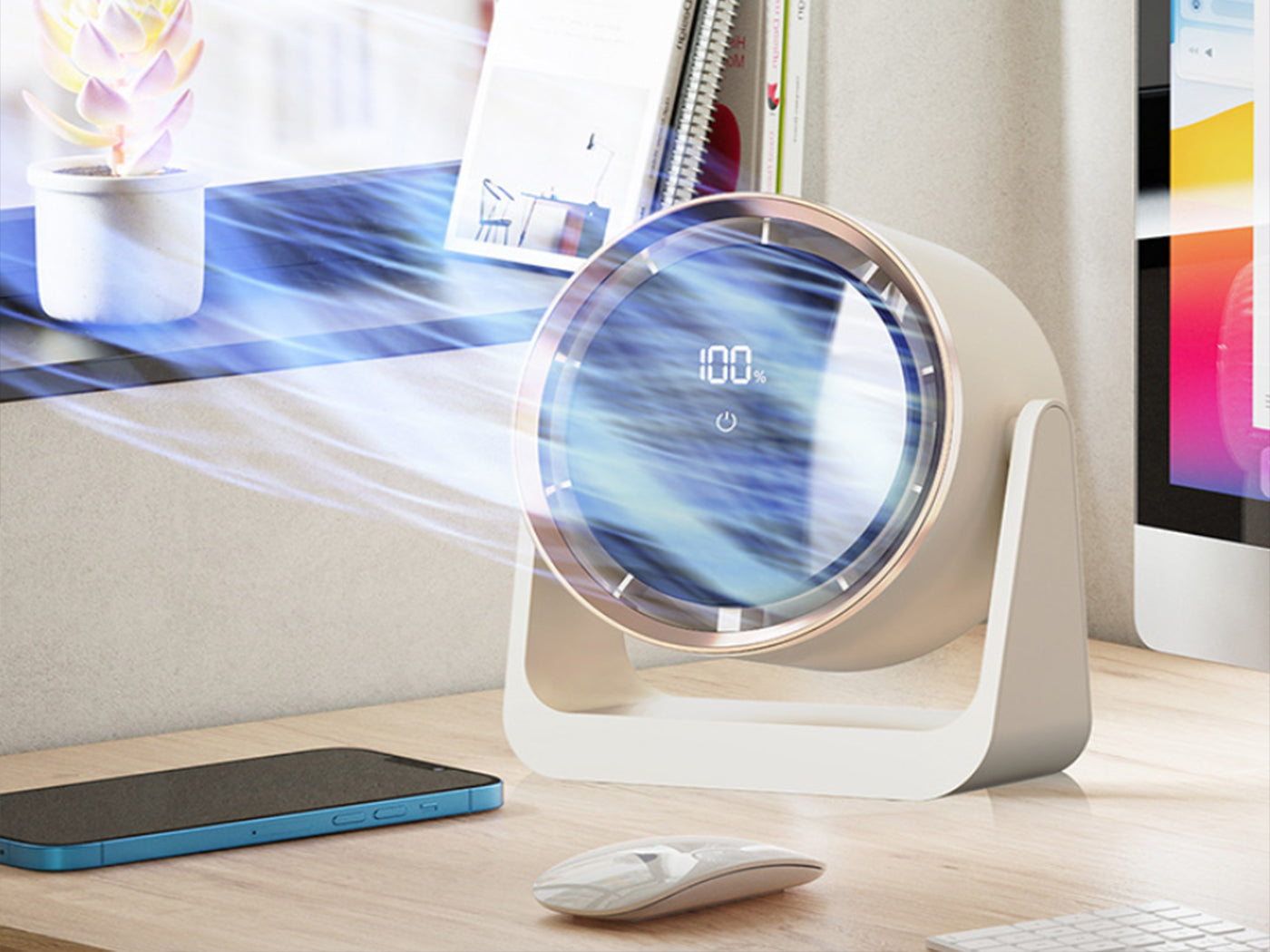 USB Rechargeable Air Circulator Wall Mounted Desktop Bladeless Fan