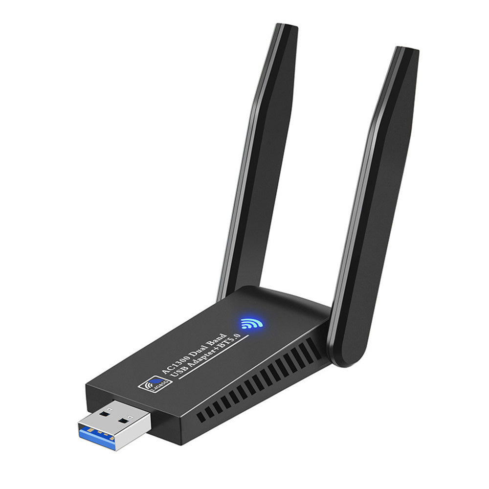 WiFi Wireless Adapter with Bluetooth 5.0 Dual Band 1300Mbps USB 3.0 for PC and Mac
