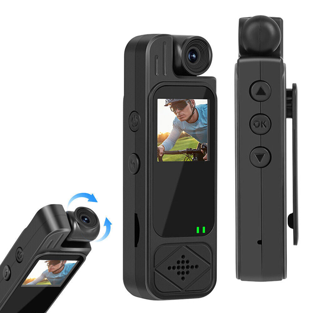 1080P Portable Body Camera with 180-degree Rotating Lens Mini FHD Video Recorder