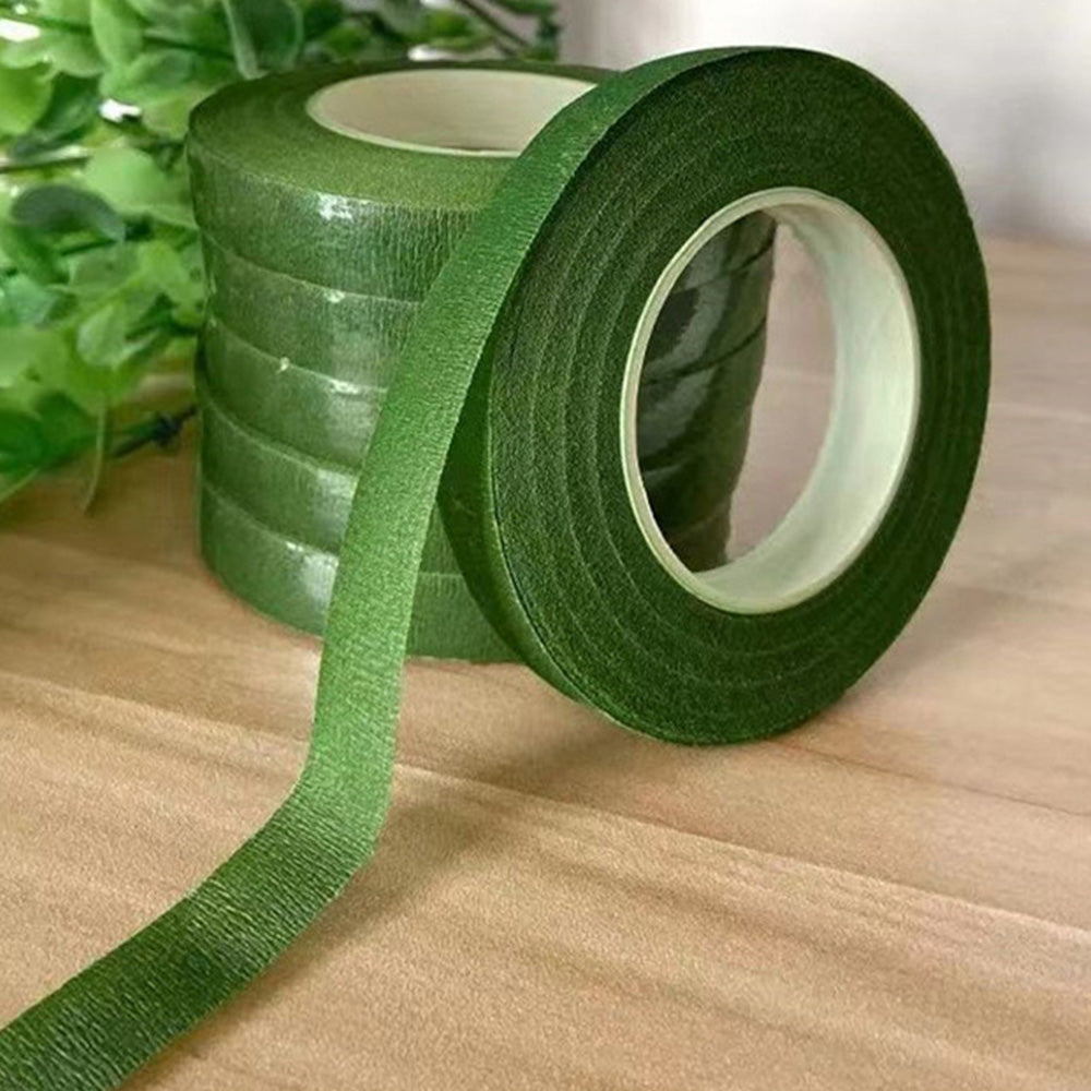 12 Pcs Green Crepe Paper Floral Tape for Bouquet Stem Wrapping and Crafts