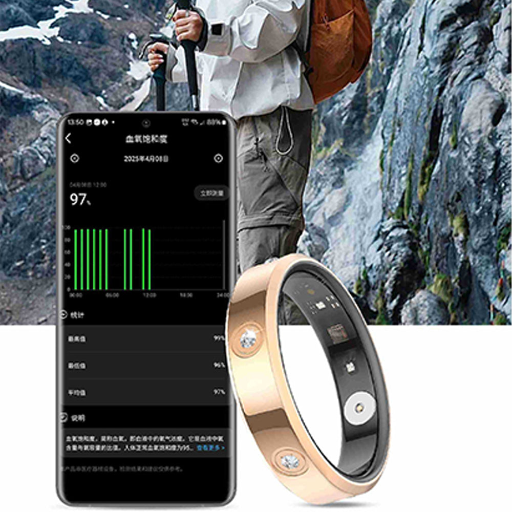 Stainless Steel Smart Ring with Charging Case