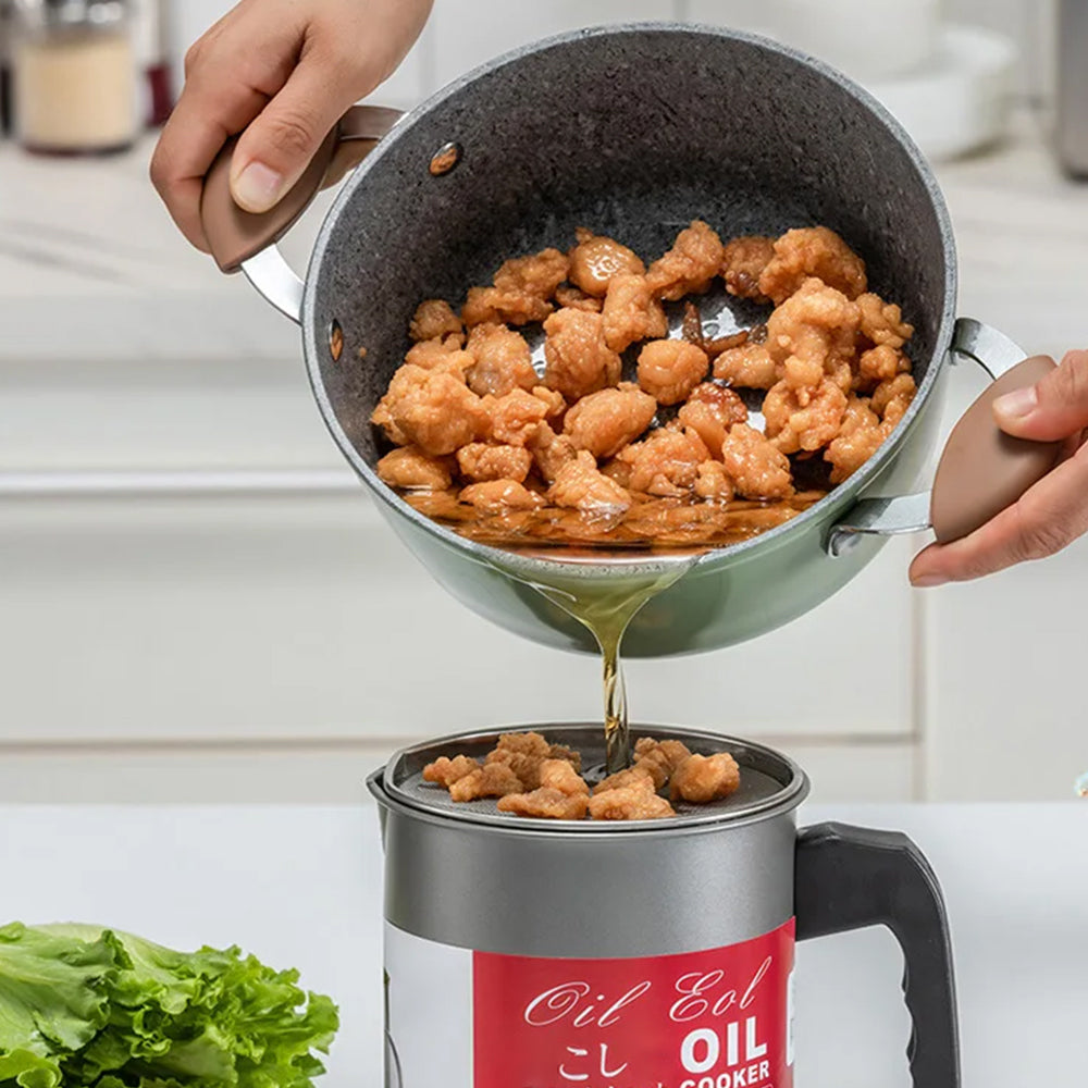 1.4L/1.7L Stainless Steel Oil Container with Strainer