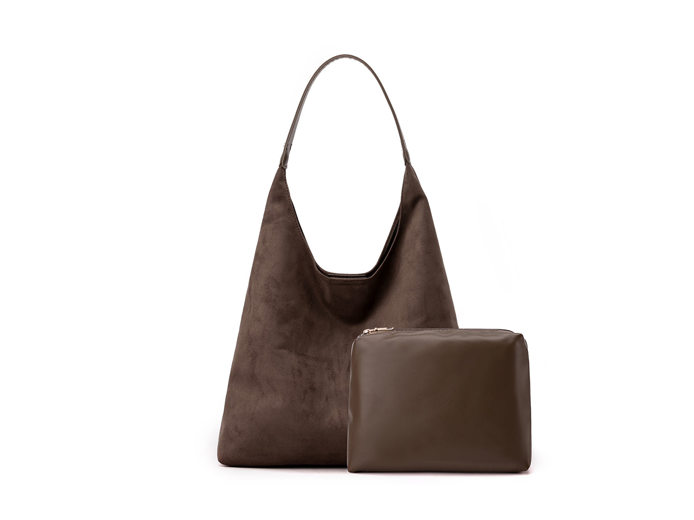 Women's Faux Suede Vintage Tote Hobo Handbag with A Purse