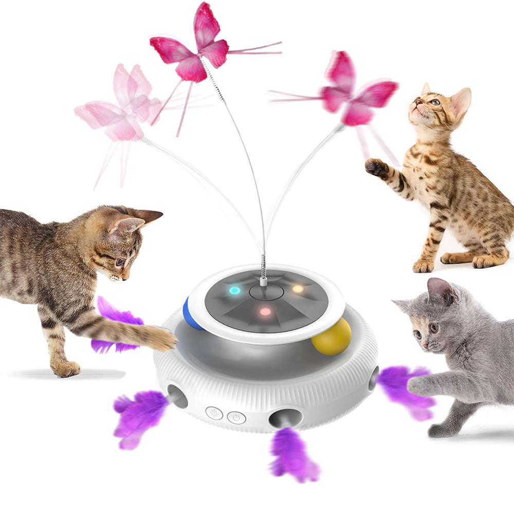 Cat Toy 3-in-1 Automatic Interactive Cat Toys USB Rechargeable Powered Smart Indoor Exercise Kicker