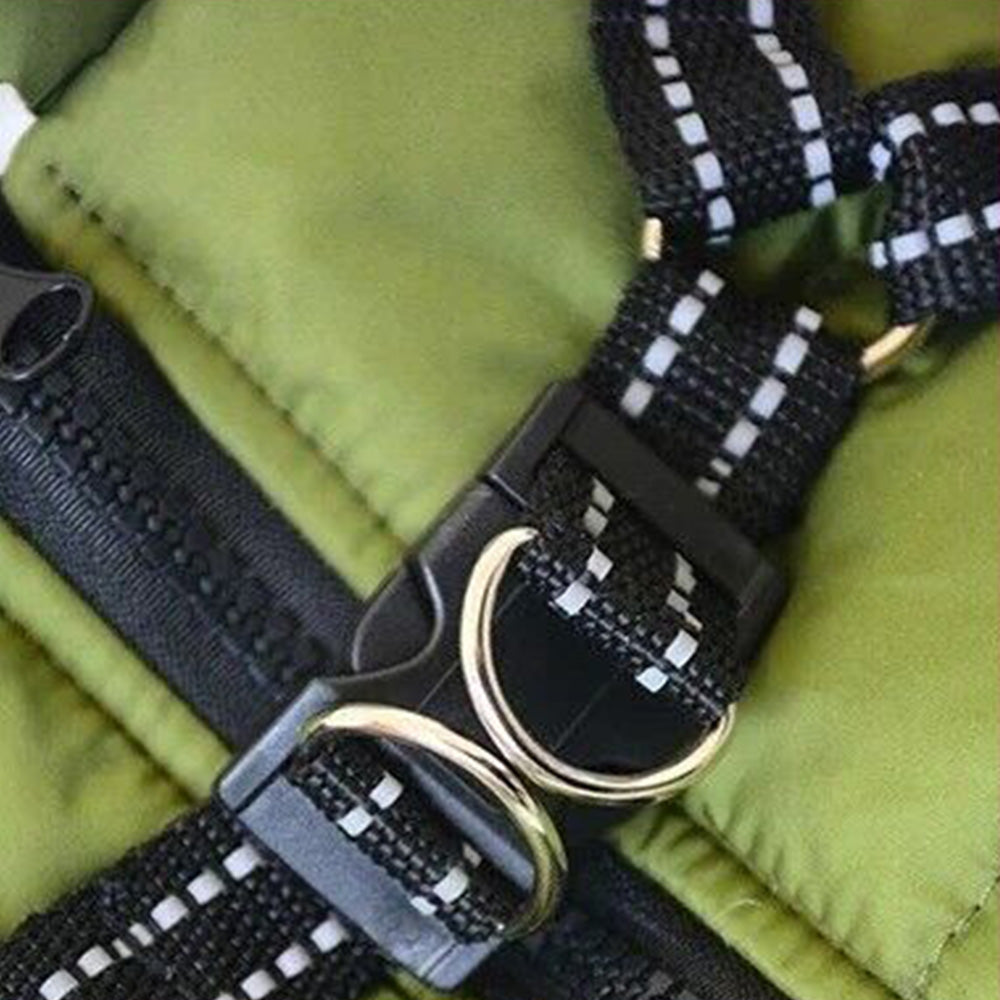 Dog Winter Jacket Padded Pet Clothes with Zipper Warm Vest Coat Comfortable Pet Vest-Green