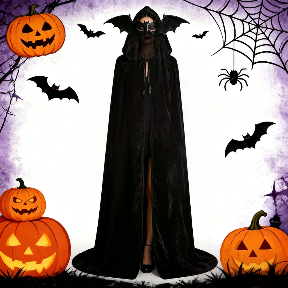 Halloween Cape with Hood for Men and Women Hooded Cloak for Party Stage Performance