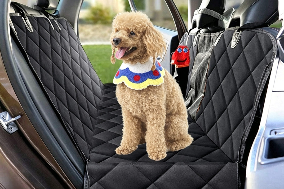 Water Resistant Dog Car Seat Cover Hammock Back Seat Protector with Mesh Window 2 Storage Pockets