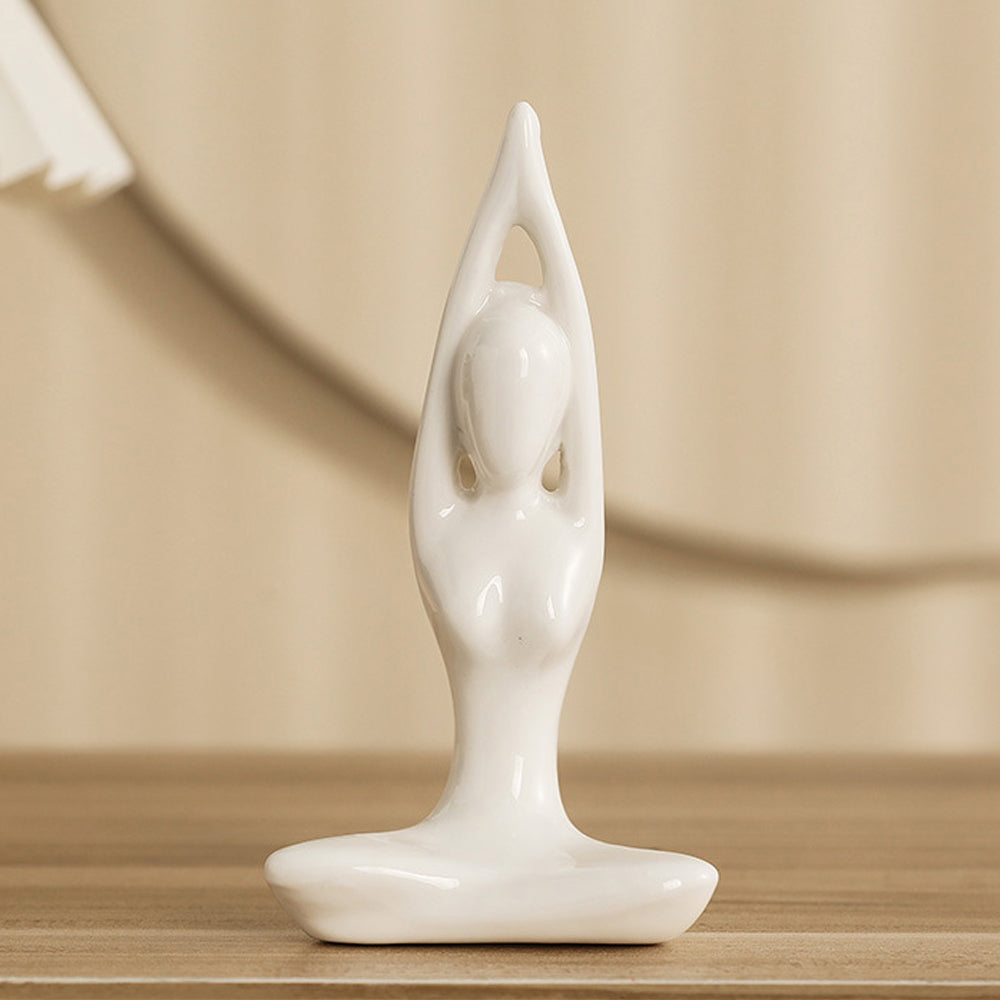 White Ceramic Yoga Pose Statue Sculpture-Sun Salutation