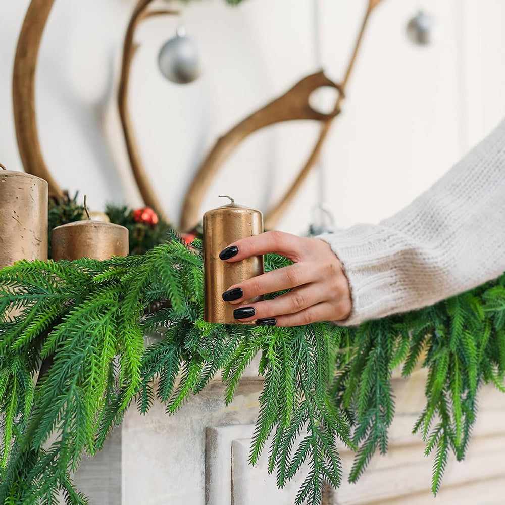 Christmas Norfolk Pine Garland Greenery Garland for Home Decor Fireplace