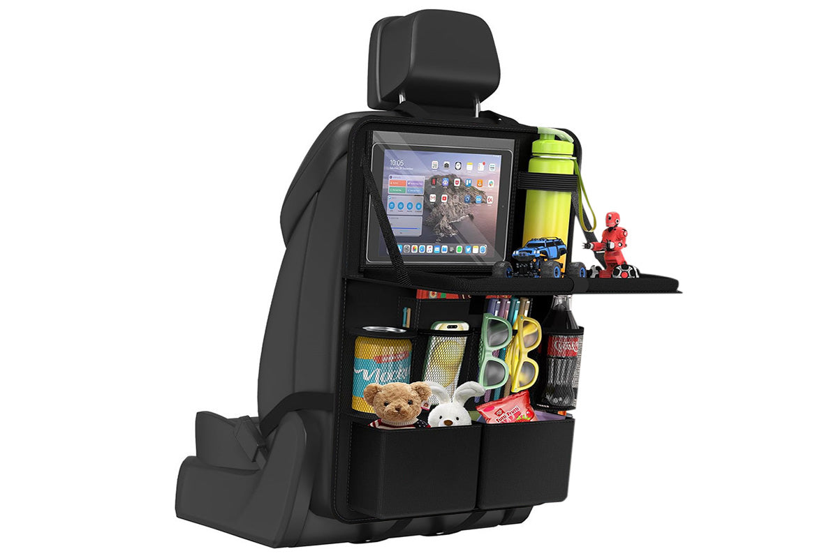 Car Backseat Organizer with Foldable Tray Table Road Trip