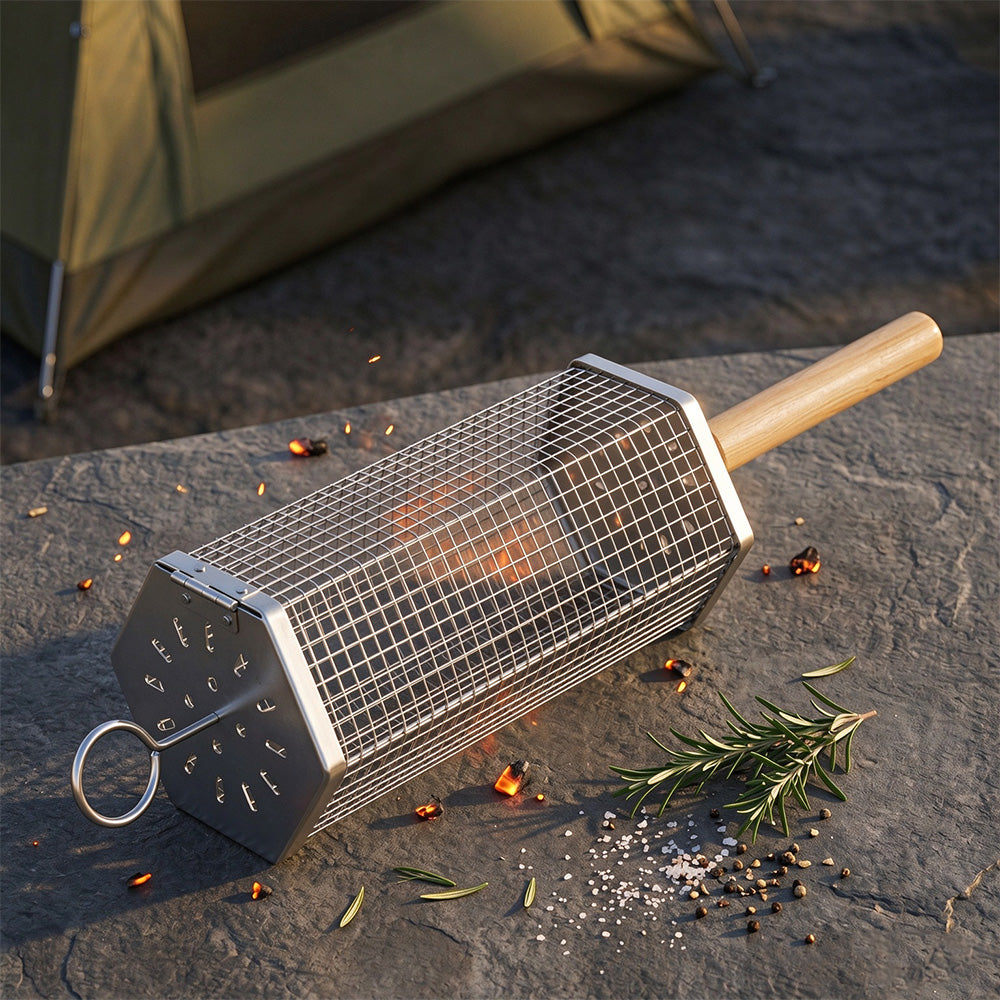 304 Stainless Steel Nesting BBQ Grill Basket Set for Outdoor Camping