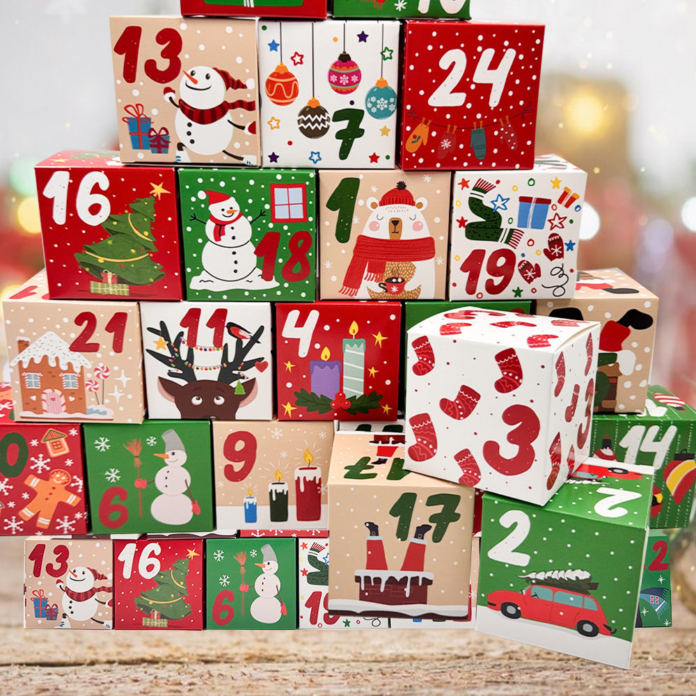 24 Pack DIY Christmas Advent Calendar Boxes 24 Days Countdown Gift Boxes