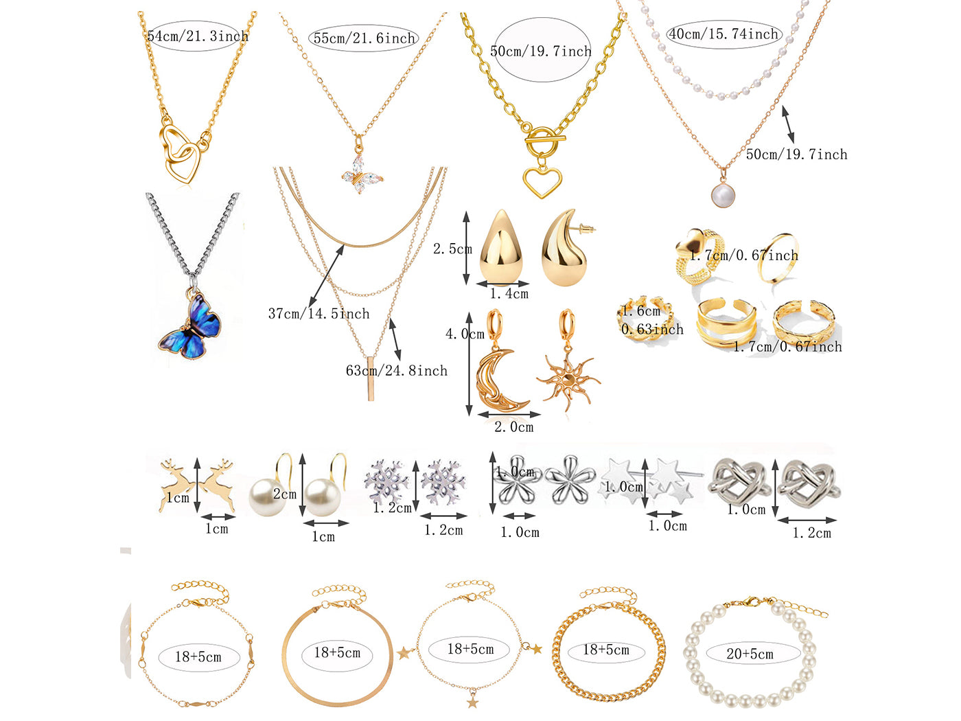 24 Days Countdown Jewelry Christmas Advent Calendar Bracelets Necklaces Earings Kit
