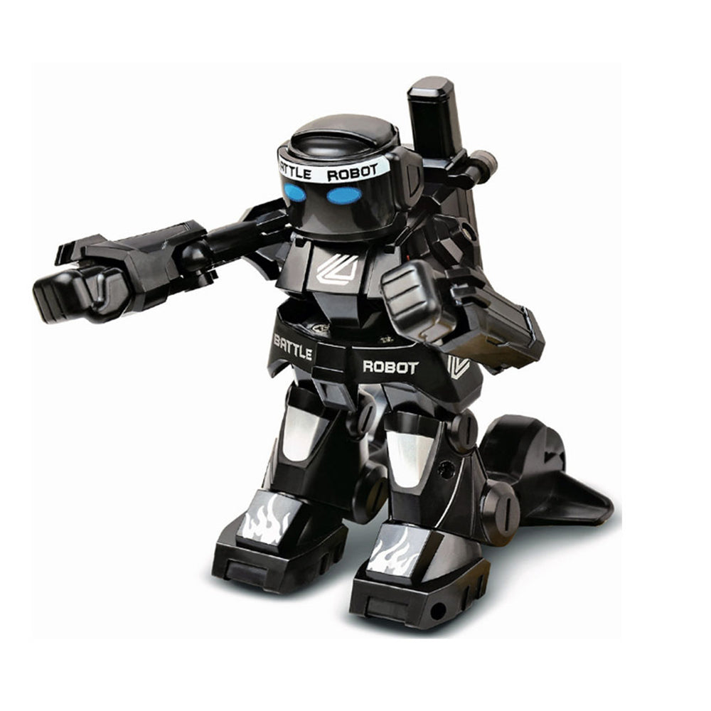 2Pcs 2.4G RC Battle Robots with Sound Effects and LED Lights-Black and White