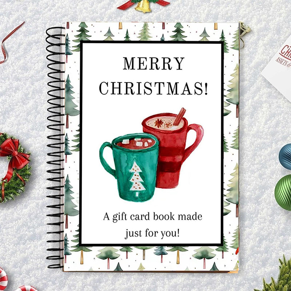 Christmas Gift Card Book 38 Pages Spiral Bound Holder Holiday Keepsake