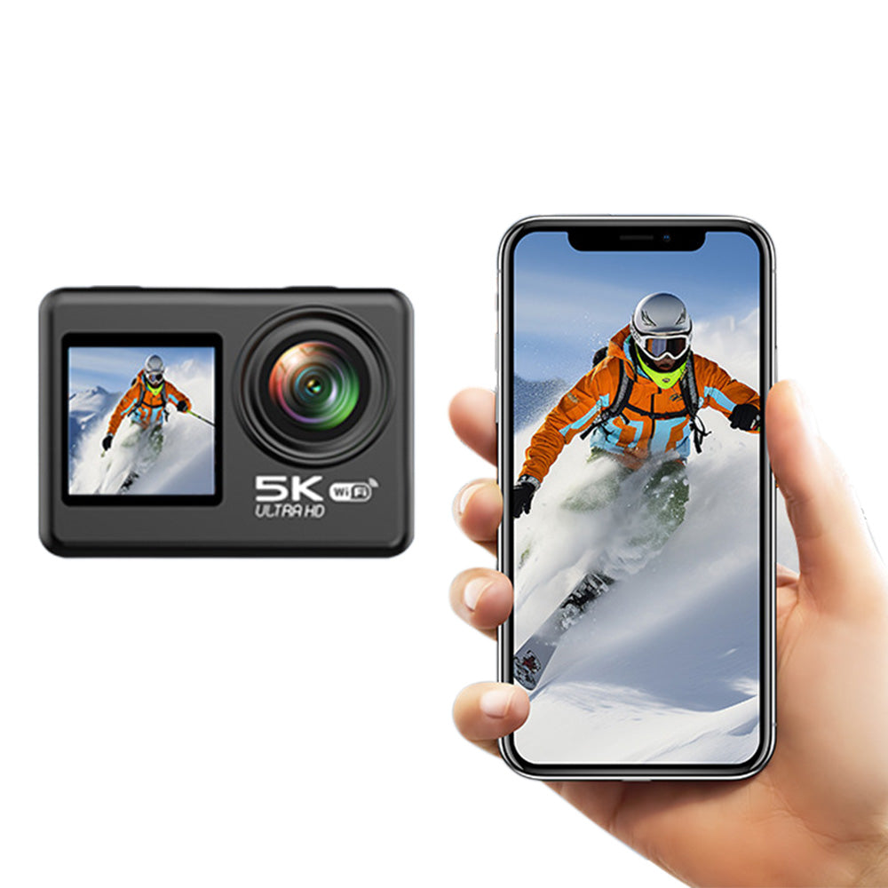 5K 6K 8K 30FPS Action Camera with Waterproof Case Dual Screens and EIS Stabilization