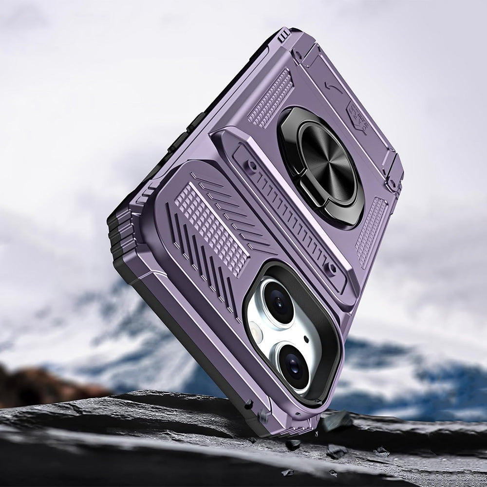 Wallet Card Slot Shockproof Protective Case for iPhone 17 and 18 Series-Purple