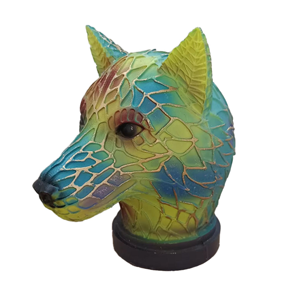 Stained Painting Glass-Like Animal Table Lamp Resin Night Light-Wolf