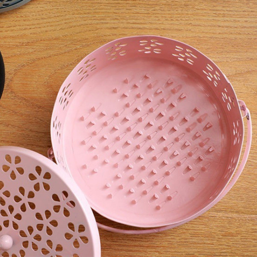 2X 14cm Metal Mosquito Coil and Incense Holder with Lid Floral Cutout Design