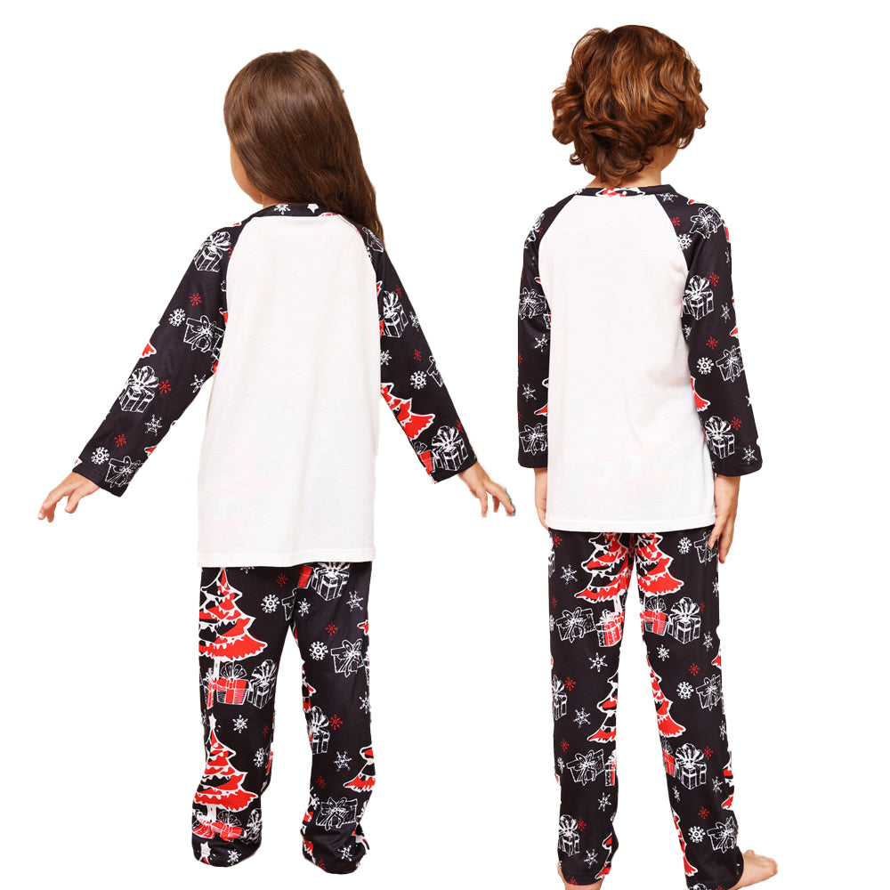Family Matching Outfits Christmas Tree Snowflake Letter Printed Long Sleeve Pyjama Set