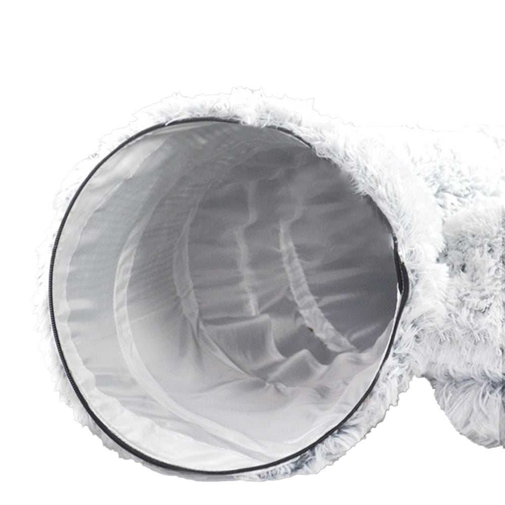 Winter Plush Cat Tunnel with Cat Bed