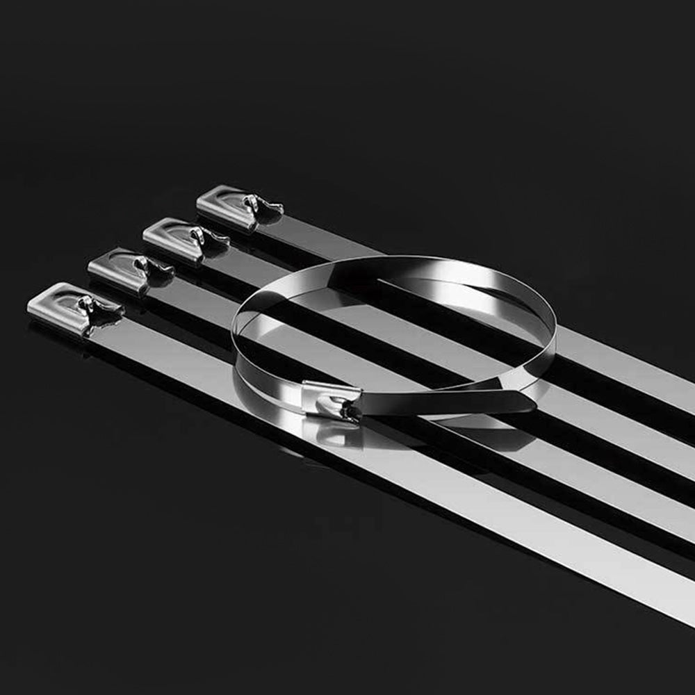 100Pcs 304 Stainless Steel Self-Locking Cable Ties 0.46 cm Wide 15 or 30 cm