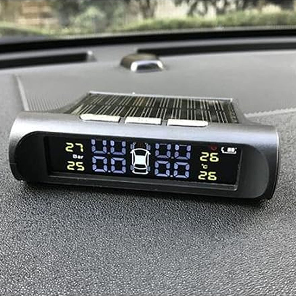 Wireless Solar Car Tire Pressure Monitoring System with 4 External Sensors