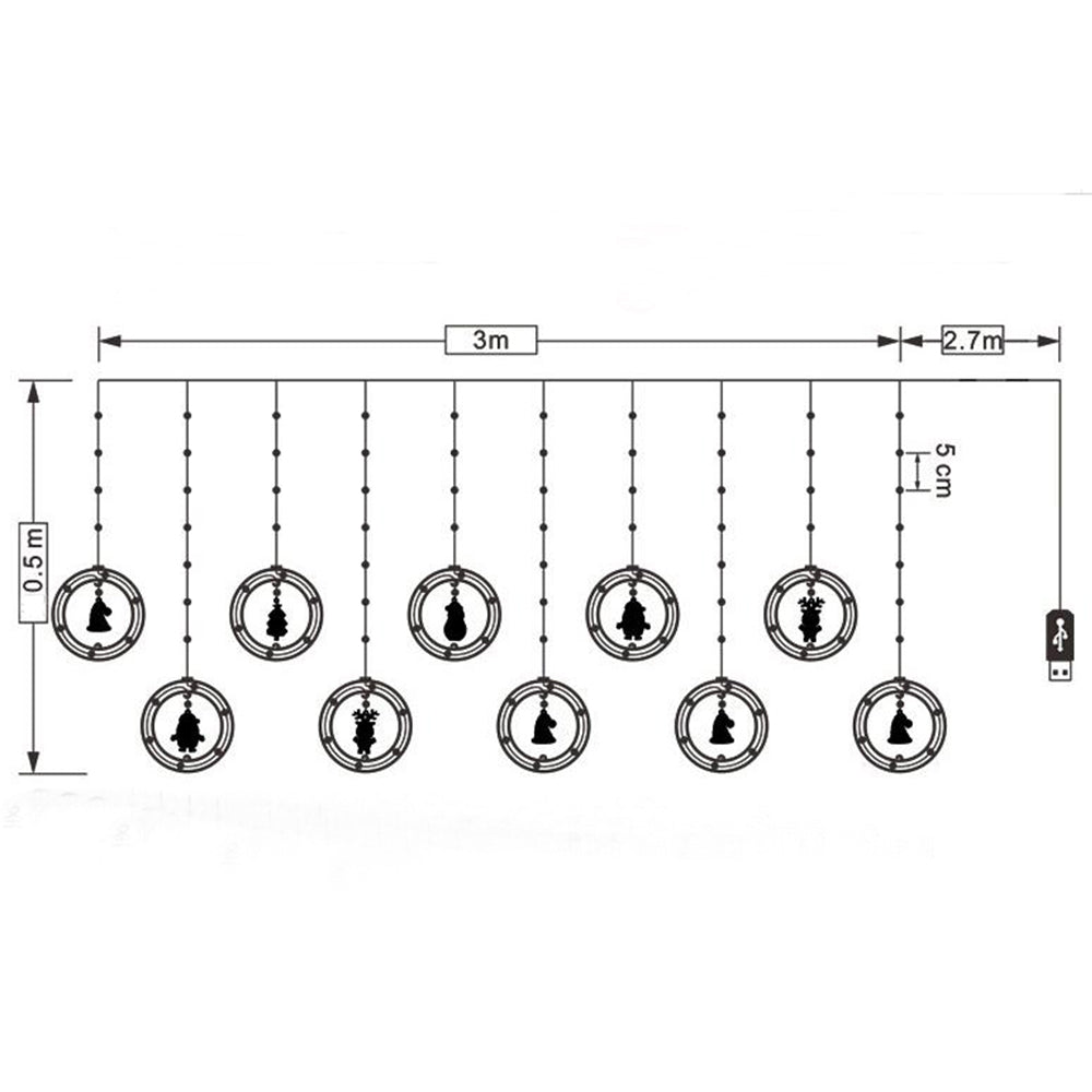 3 Meters USB Powered LED Christmas Decor Round Light Hanging Ornament