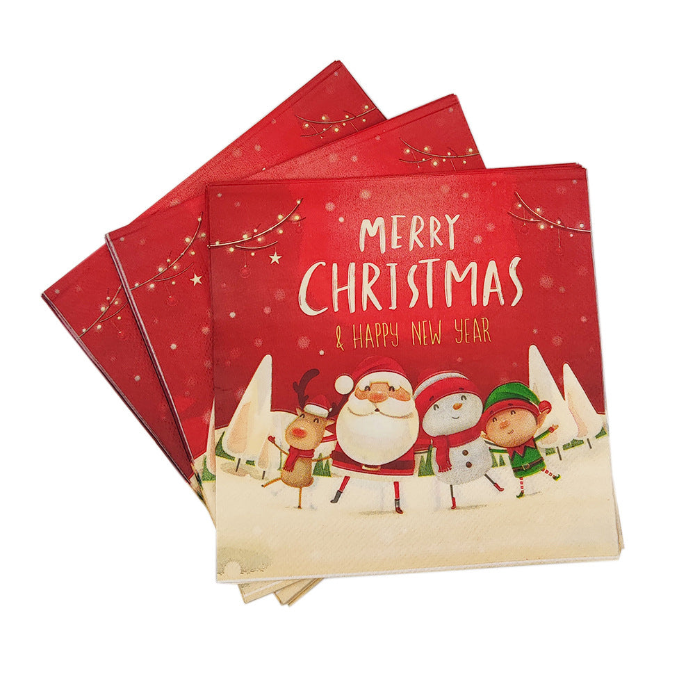 Christmas Paper Cup Plate Fork Tableware Christmas Party Supplies