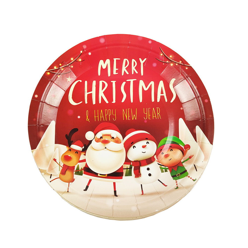 Christmas Paper Cup Plate Fork Tableware Christmas Party Supplies
